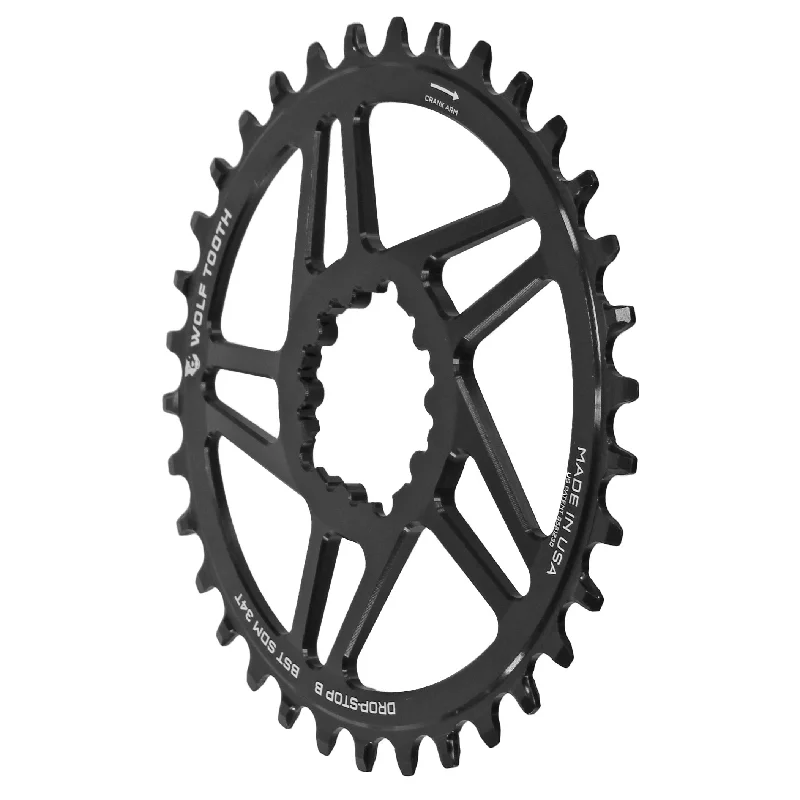 Cycling water pad-Wolf Tooth Direct Mount Chainring - 30t SRAM Direct Mount Drop-Stop B For SRAM 3-Bolt Boost Cranks 3mm Offset BLK