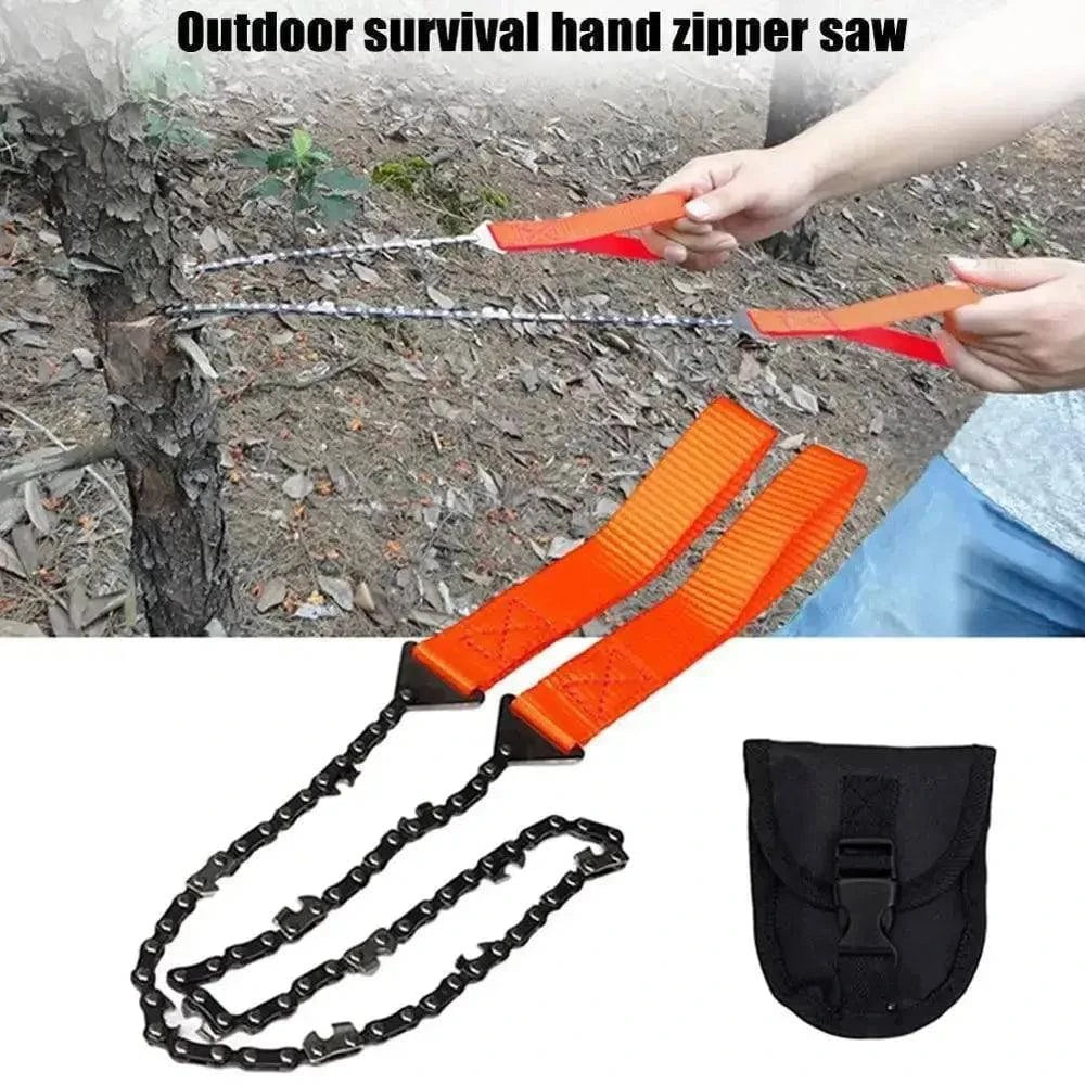 Cycling lamp torch-Portable Survival Chain Saw Chainsaws Emergency Camping Hiking Tool Pocket Hand Tool Pouch Outdoor Pocket Chain Saw