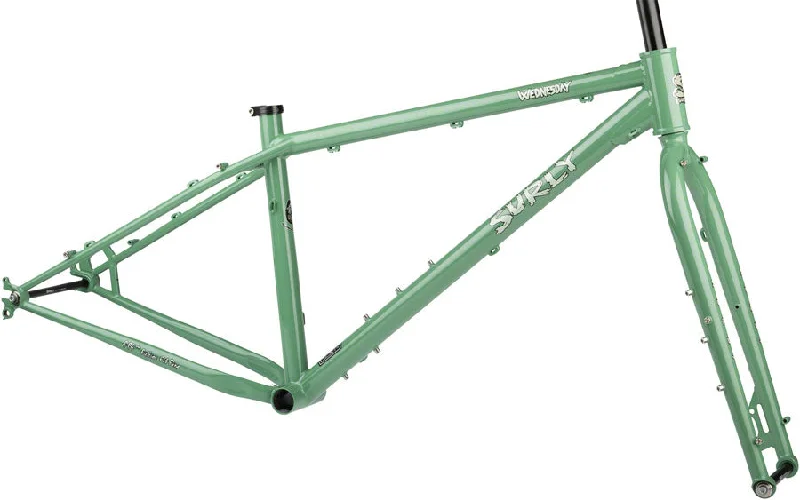 Bike wheel tape-Surly Wednesday Fat Bike Frameset - 26" Steel Shangri-La Green Medium