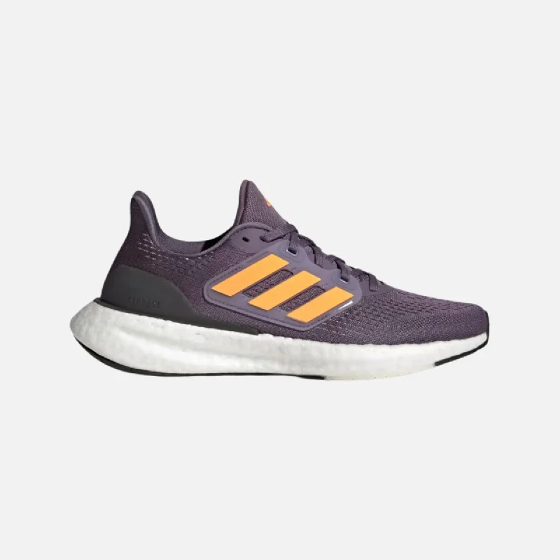 Road bike liner-Adidas Pureboost 23 Women's Running Shoes -Shadow Violet/Flash Orange/Cloud White