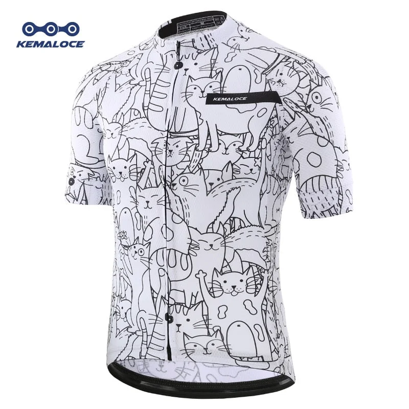 Road bike pads-KEMALOCE Cartoon Cat Cycling Jerseys