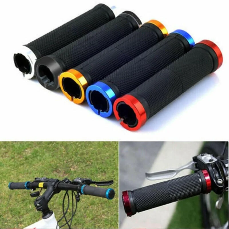 Bicycle brake pad-Bicycle Rubber Grips MTB Alloy Lock Bilateral Lock Handlebar Grips Anti Slip Cycling Handlebar Sleeve BMX Bicycle Accessories