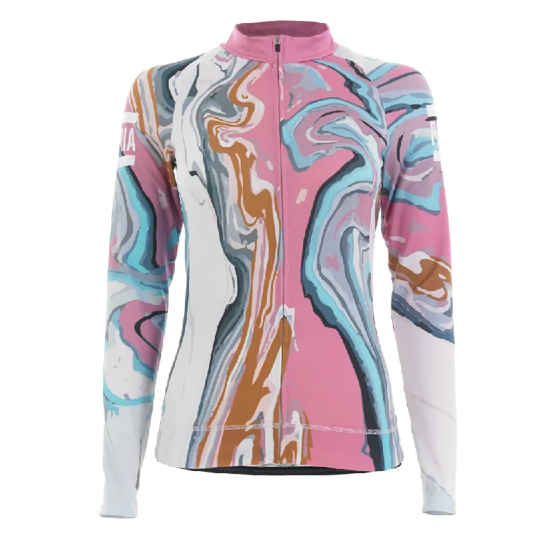 Bicycle fork clip-Womens Long Sleeve Marble Aero Jersey