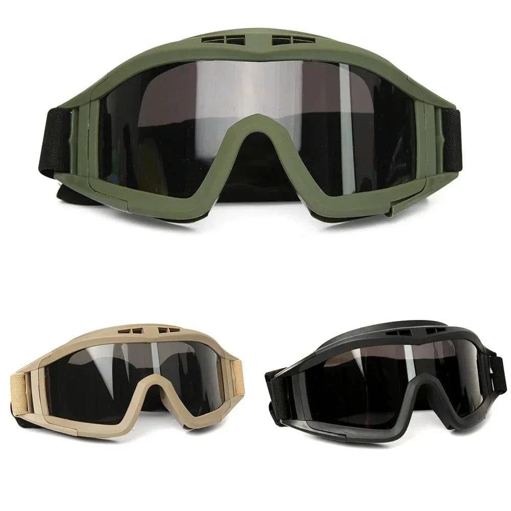 Cycling rain pad-Airsoft Tactical Goggles 3 Lens Windproof Dustproof Shooting Motocross Motorcycle Mountaineering Glasses CS Safe Protection