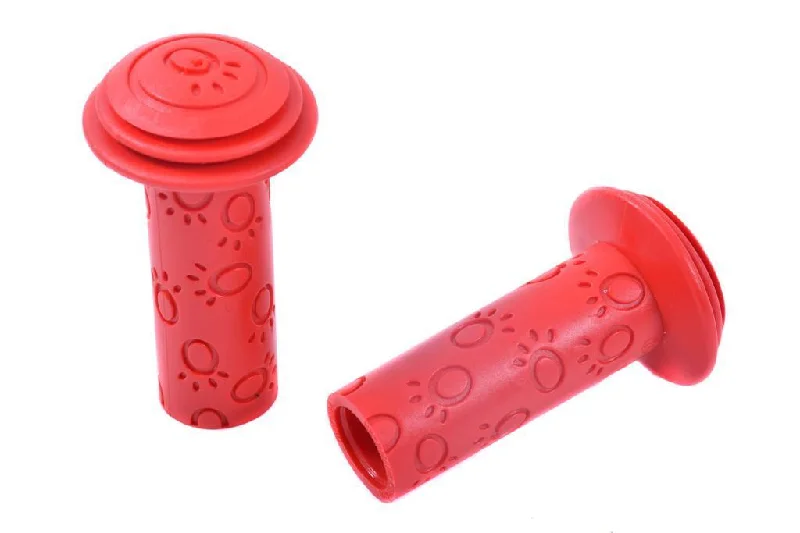 Road bike sprocket-PAIR SHORT 95mm BIKE GRIPS,KIDDIES SOFT RED 22mm HANDLEBAR GRIPS FLANGED BARGAIN