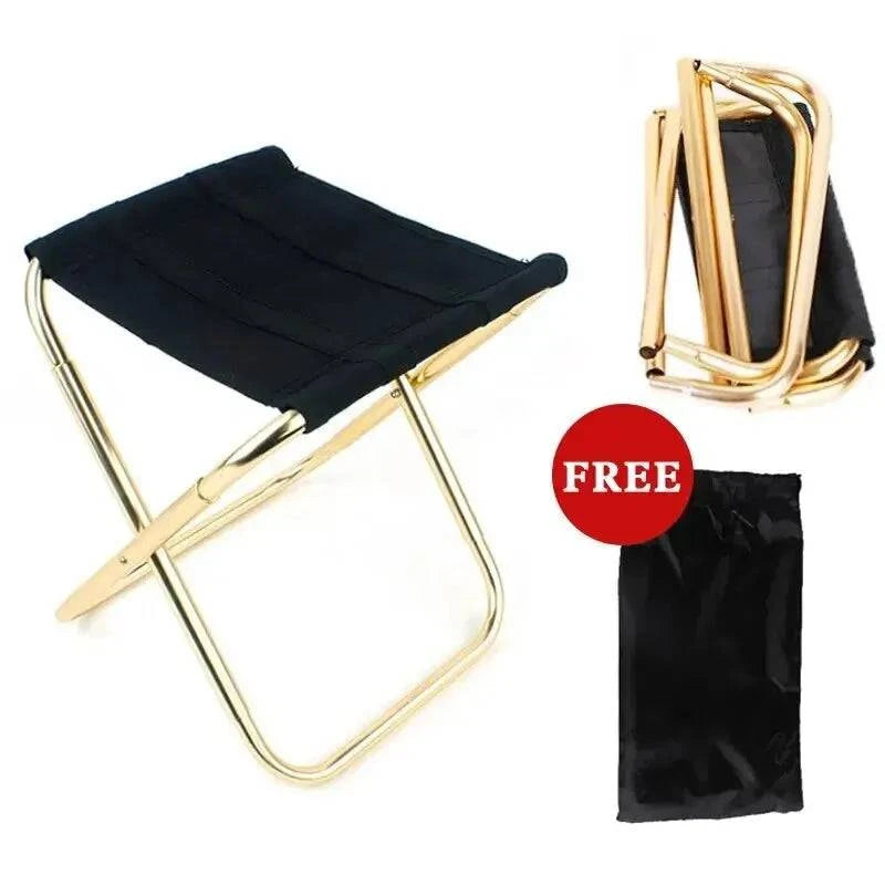 Bicycle tool strap-Outdoor Camping Chair Golden Aluminum Alloy Folding Chair With Bag Stool Seat Fishing Camping