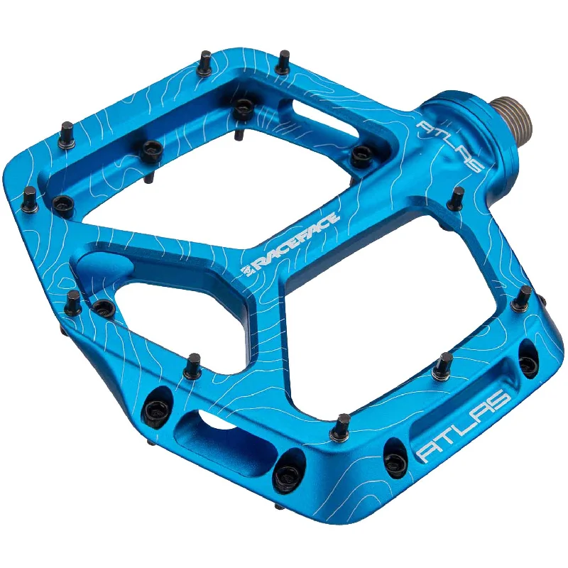 Bicycle tire clip-RaceFace Atlas Pedals - Platform Aluminum 9/16" Blue