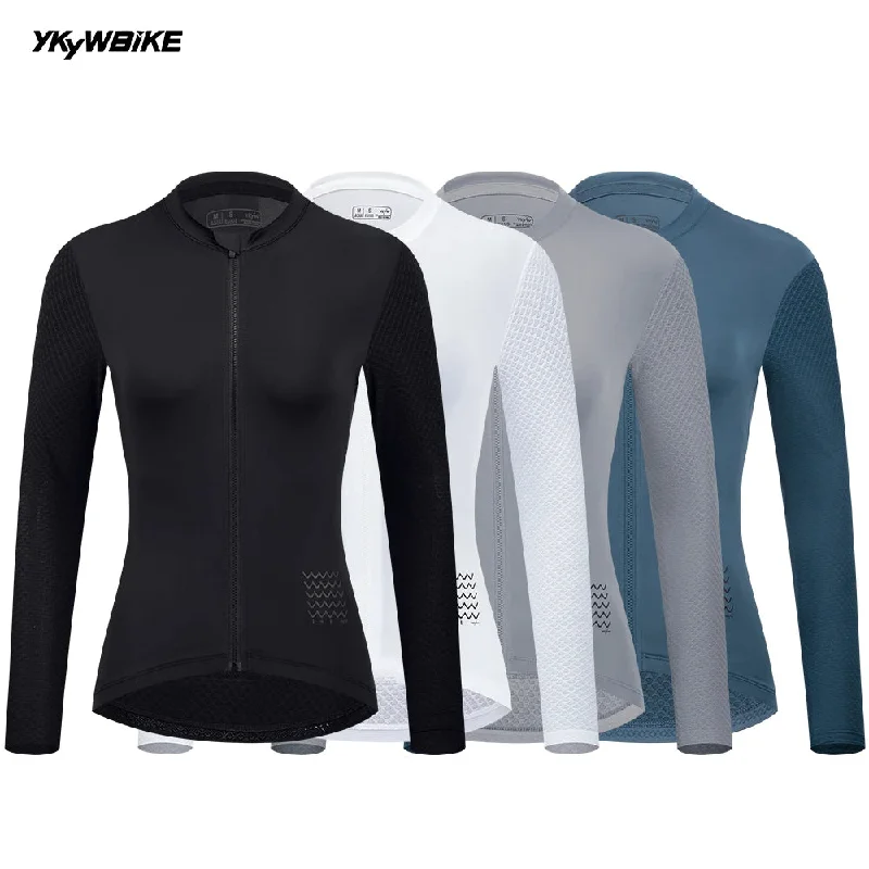 Cycling rain hood-YKYW 2025 Women Cycling Jersey Long Sleeve Spring Breathable Road Bike Shirt KK Zipper Tight Fit Bicycle Jersey