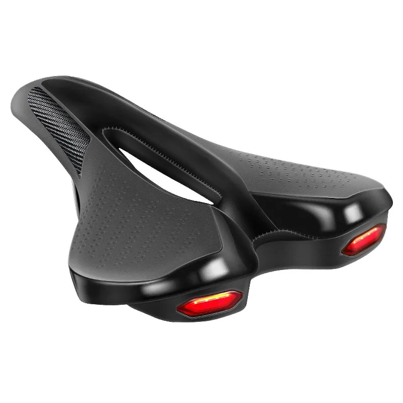 Cycling gear glow-Bicycle Road MTB Bike SaddleSeat With Warning Taillight USB Charging Mountain Cycling Racing PU Breathable Soft Seat Cushion