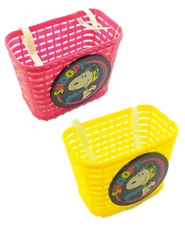 Bicycle gear bag-FUN KIDS SNOOPY CHILDS BIKE ACCESSORY HANDLEBAR BASKET YELLOW OR PINK IDEAL GIFT