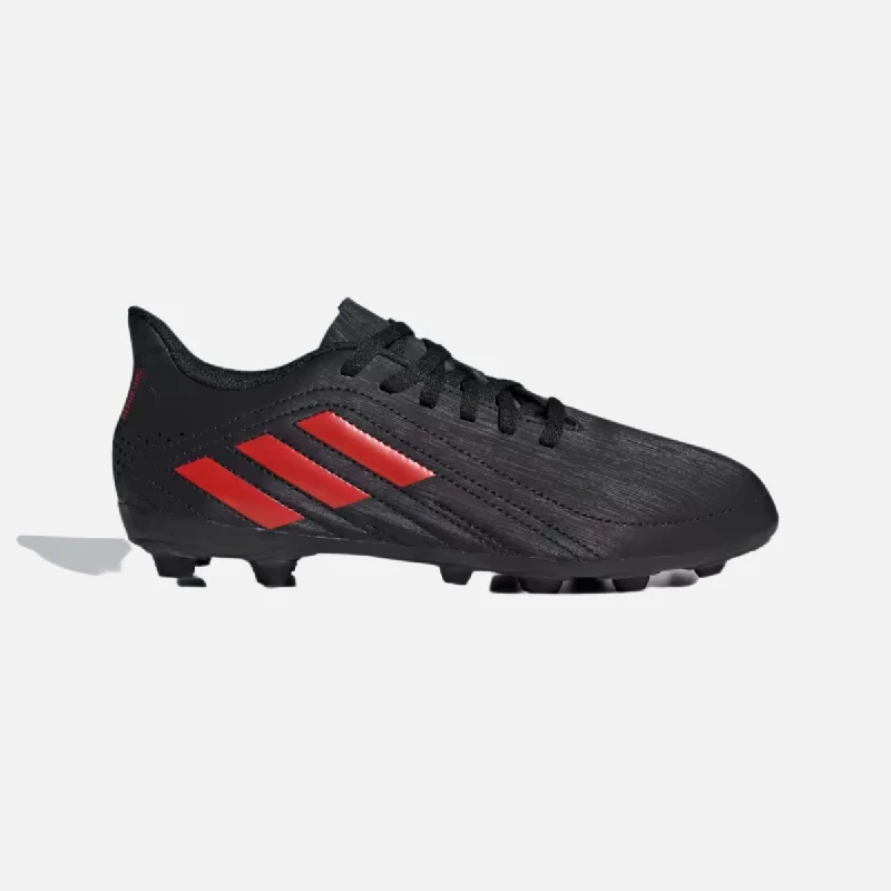 Bicycle chainstay clip-Adidas Deportivo Flexible Ground Kids Football Shoes -Core Black/Active Red/Cloud White