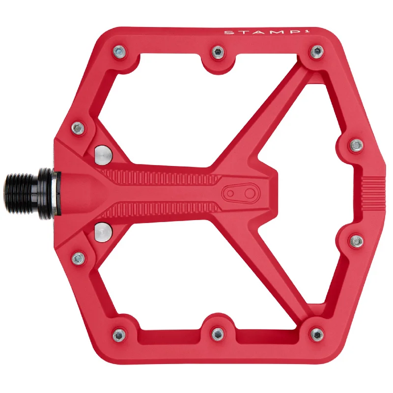 Road bike lugs-Crankbrothers Stamp 1 Gen 2 Pedals - Platform Composite 9/16" Red Large