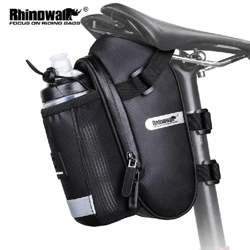 Cycling water sling-Rhinowalk Bike Saddle Bag Seat Bag With Water Bottle Holder Cycling For Road/MTB/Foldable Bike 1L Big Capacity Bicycle Tool Bag