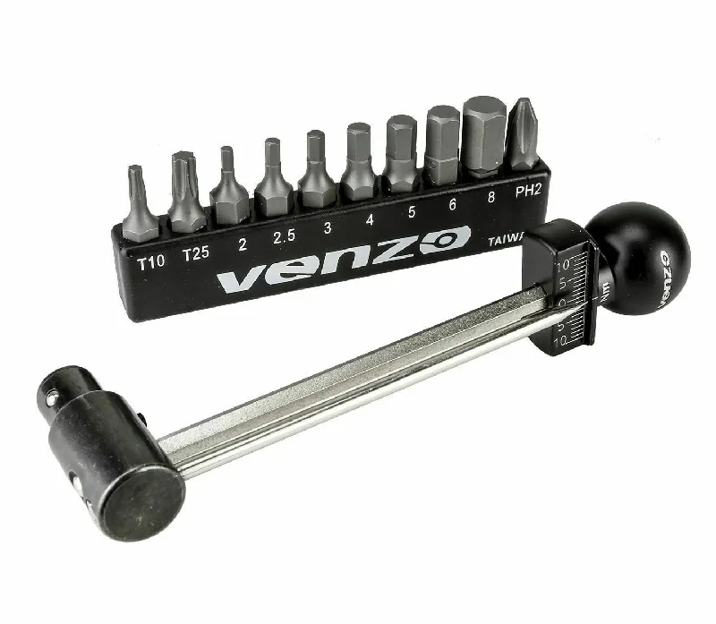 Bicycle lock clip-Venzo 1/4 Inch Driver Beam Torque Wrench Set - 2 to 10 Nm - Small Adjustable - Great Maintenance Tool for MTB, Mountain, Road Bike & Motorcycle - Bicycle Carbon Parts Essential Tool