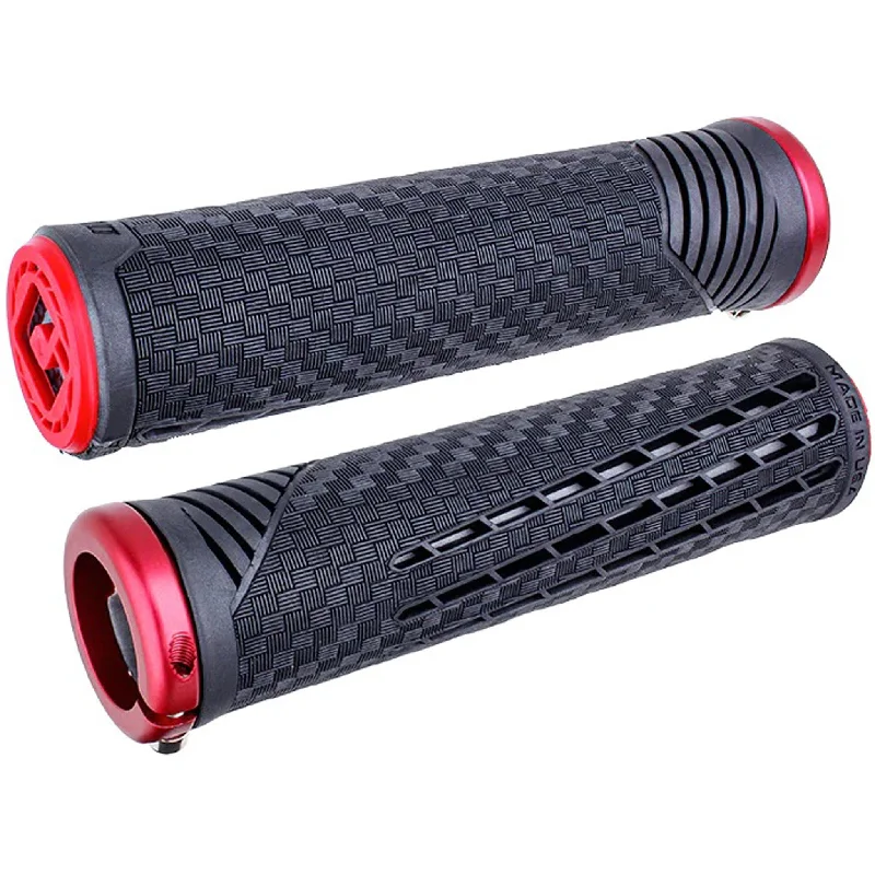 Mountain bike liner-ODI CF V2.1 Grips - Black/Red/Red Lock-On