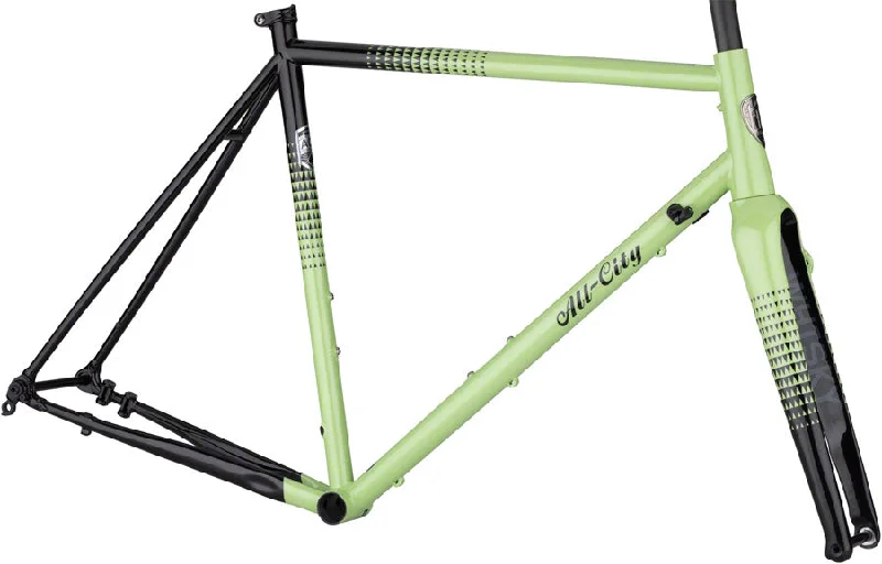 Cycling hand warmers-All-City Zig Zag Frameset - 700c Steel Honeydew Bling 49cm