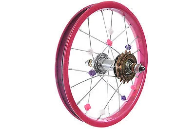 Cycling shoe pad-14"BIKE PINK REAR WHEEL FOR RALEIGH MOLLY 14" & OTHER 14" KIDS BIKES