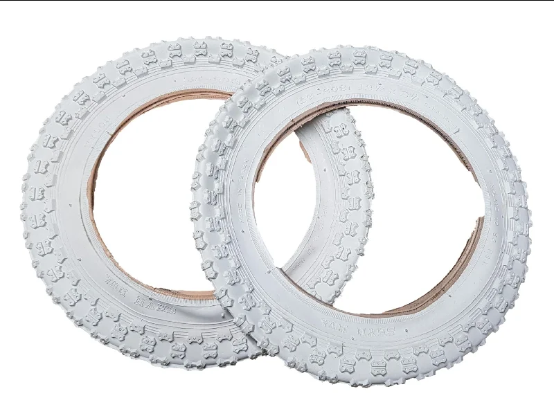 Cycling hand warmers-PAIR WHITE 12 1-2" X 2 1-4" 57-203 TYRES KIDS BIKE SCOOTER CYCLE GOOD TREAD NOS