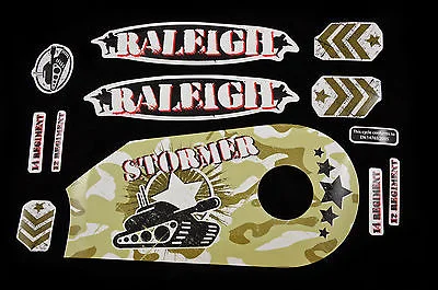 Bicycle ceiling mount-DECAL SET FOR RALEIGH STORMER 14" ARMY CAMO TANK STICKER SUIT KIDS BIKES