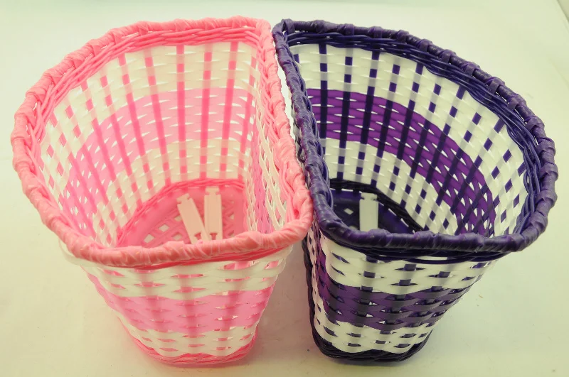 Road bike pouch-GIRLIE BIKE BICYCLE BASKET CHILDS,CHILDRENS,KIDS BIKE,CYCLE WOVEN BASKET PNK-PUR