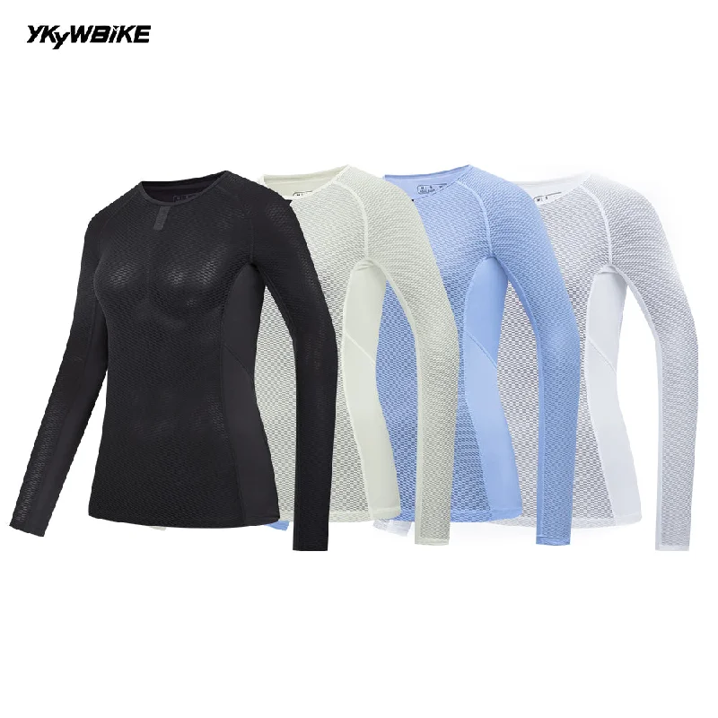 Cycling water clip-YKYW 2025 Summer Women's Long Sleeve Cycling Jersey Mesh Base Sweatshirt Breathable Vest Tight Fit Tops 4 Colors