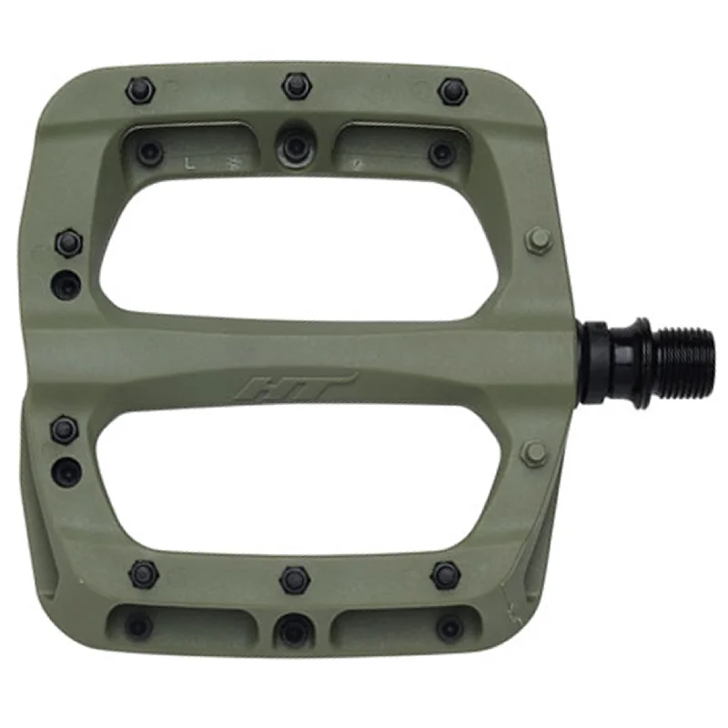 Bicycle fork strap-HT Components PA03A Nano P Platform Pedals Body: Nylon Spindle: Cr-Mo 9/16 Green