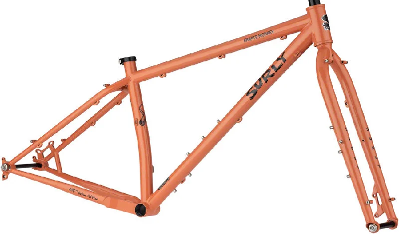 Road bike liner-Surly Karate Monkey Frameset - 27.5" Steel Peach Salmon Sundae Small