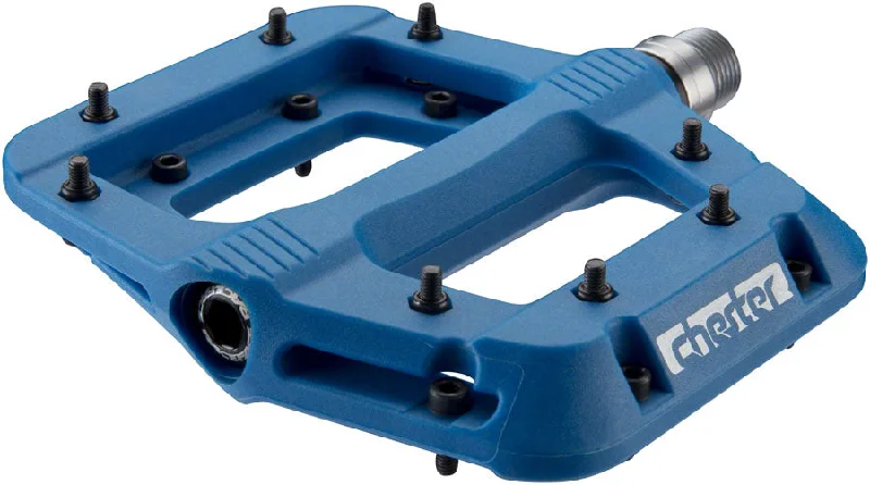 Road bike axle-RaceFace Chester Pedals - Platform Composite 9/16"Blue Replaceable Pins