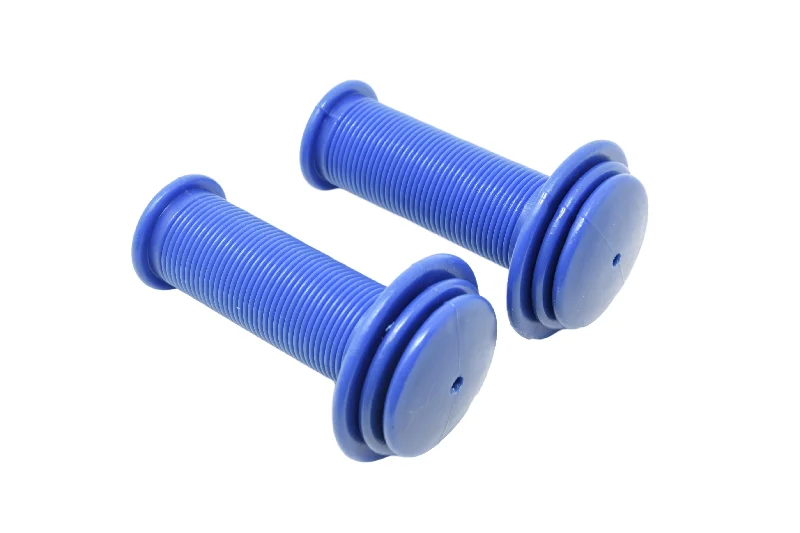 Bike wheel tape-Pair Raleigh Kiddies Bike Blue Handlebar Grips 100mm Long Non Slip Off Bulb End