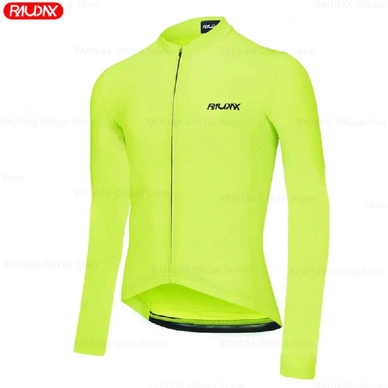 Road bike sprocket-Raudax Fluorescent Long Sleeve Cycling Jerseys (4 Variants)