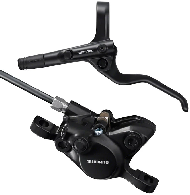 Mountain bike guard-Shimano BR-MT200 Disc Brake and BL-MT201 Lever - Front, Hydraulic, 2-Piston, Post Mount, Black