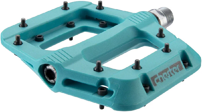 Cycling gear glow-RaceFace Chester Pedals - Platform Composite 9/16"Turquoise Replaceable Pins